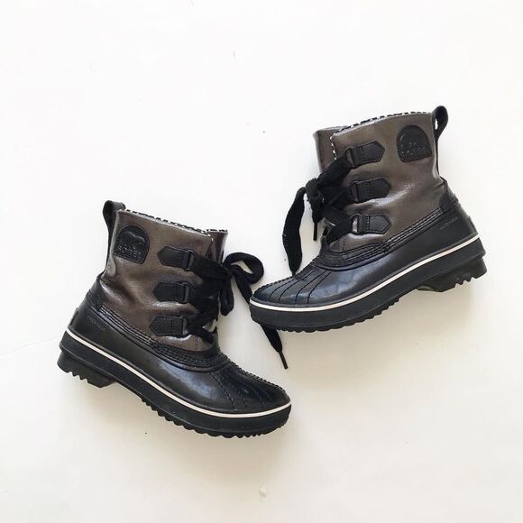 Sorel Black lace up short rain Boots Size 5 - Picture 1 of 8